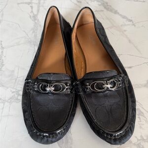 Women’s Coach Fortunata Buckle Loafers Signature Print Size 9B